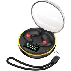 Avizar Schlafkopfhörer BT extra flach mit LED Case (4 h, Kabellos), Kopfhörer, Schwarz