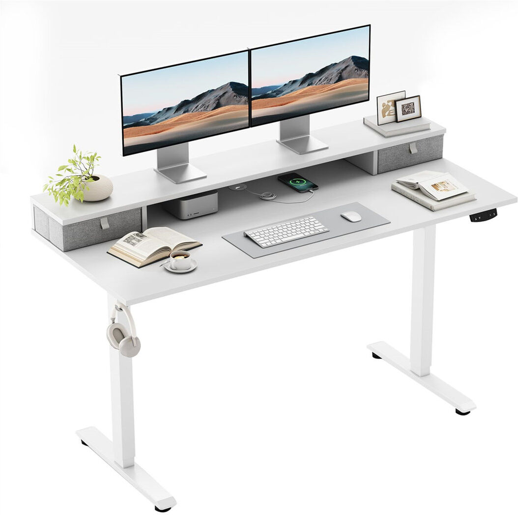 Borough Wharf Adjustable Height Computer Desk White 100cm W X 60cm D