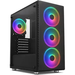1st Cool 1stCOOL skříň RAINBOW 4, Mid Tower, AU, USB 3.0, 4x 120mm RGB Fan, černá (ATX, mATX, Mini-ITX), PC Gehäuse, Schwarz
