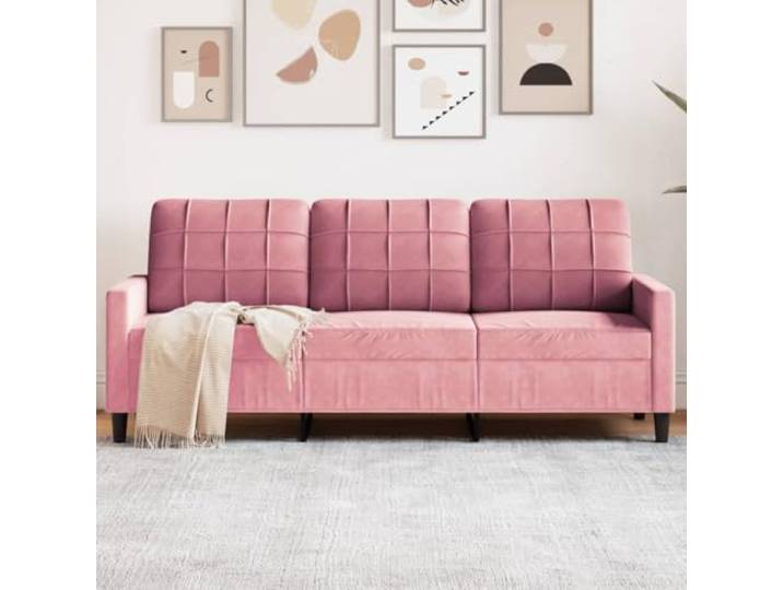 HEFZGDB 3-Sitzer-Sofa Rosa 180 cm Samt Modernes Wohnzimmer Sofa Bequem Metallgestell Weiche Polsterung Stabiles Design Entspannung Komfort