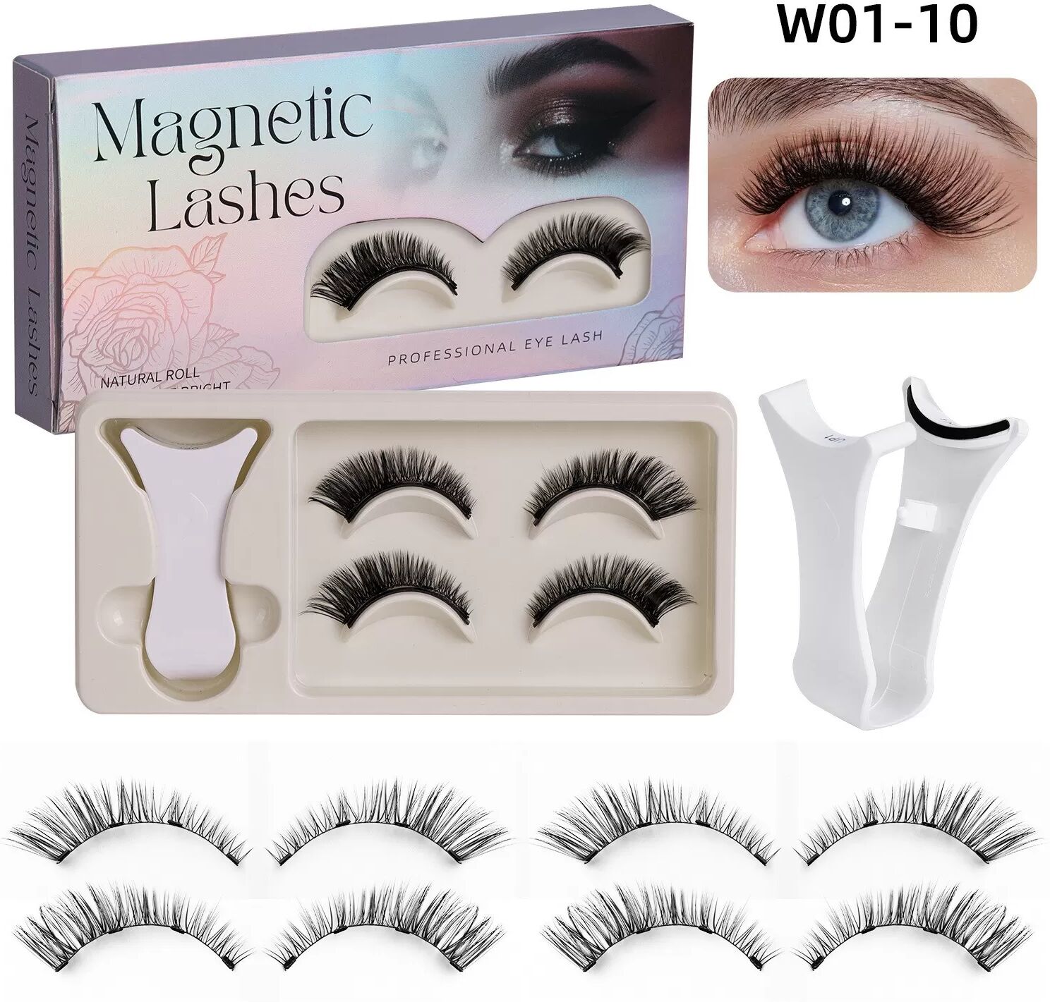INF Magnetische Wimpern 2 Paare - Barbie Tapered End Style, einfache Anwendung, kein Kleber erforderlich