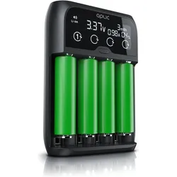 Aplic Batterie Ladegerät 2000mA, Universal Akku Ladegerät für Li-ion, Ni-MH, Ni-Cd, LiFePo4 Akkus, Display (Ladegerät ohne Akku), Akku Ladegerät