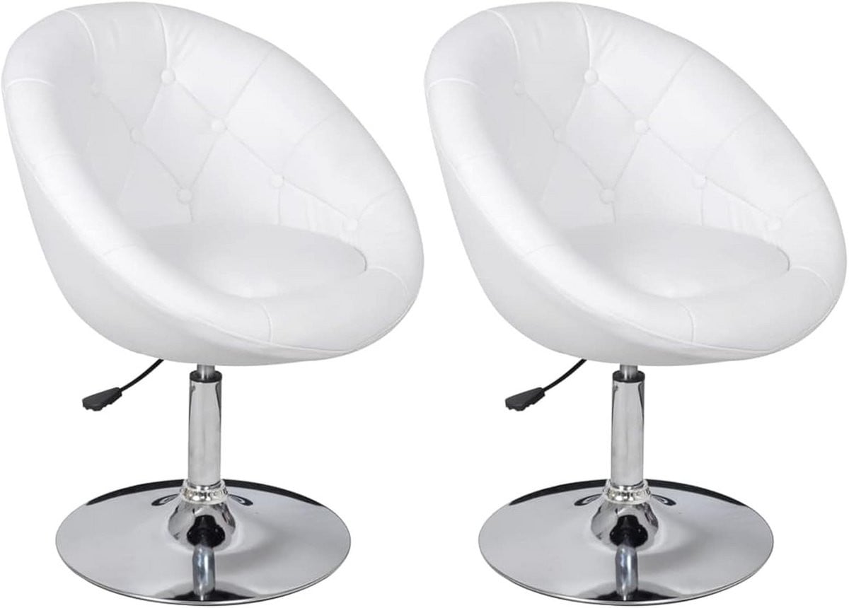 Set van 2 in hoogte verstelbare Chesterfield barstoelen wit