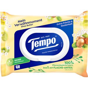 Tempo Feuchtes-Toilettenpapier Mein Verwöhnmoment, extra Frische & Sauberkeit, mit Shea Butter, 42 Tücher