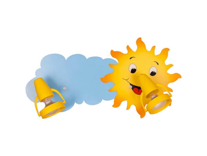 Kinderwandleuchte Sonne, Blau, Gelb, Kunststoff, 23x16x47 cm, Lampen & Leuchten, Innenbeleuchtung, Kinderzimmerlampen, Kinderwandleuchten