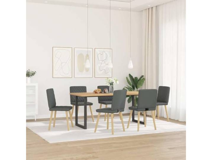 POUFGDR 6 Esszimmerstühle, dunkelgrau, aus Stoff Weicher Polyesterstoff, Rahmen aus Metall und Holz, dicker Schaumstoff, Esszimmer, Wohnzimmer, Gästezimmer