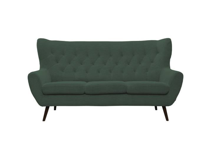 Stylife 3-Sitzer-Sofa Skagen, Grün, Holz, massiv, Uni, 187x101x95 cm, Typenauswahl, Fußauswahl, Stoffauswahl, Hocker erhältlich, Rücken echt, Armteil links, rechts, Wohnzimmer, Sofas & Couches, Sofas, 3-Sitzer Sofas