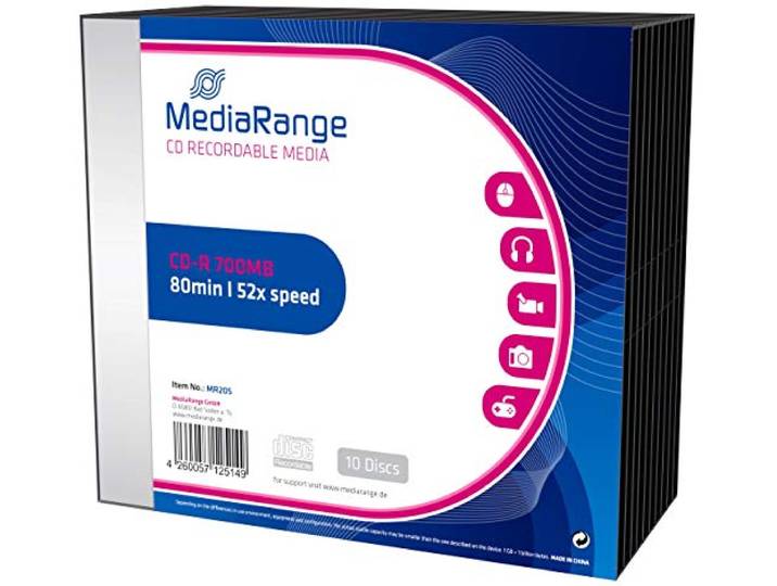 MediaRange MR205 rauwtes en opslagmedia CD-R 700MB/80min 52x speed, Slimcase Pack 10