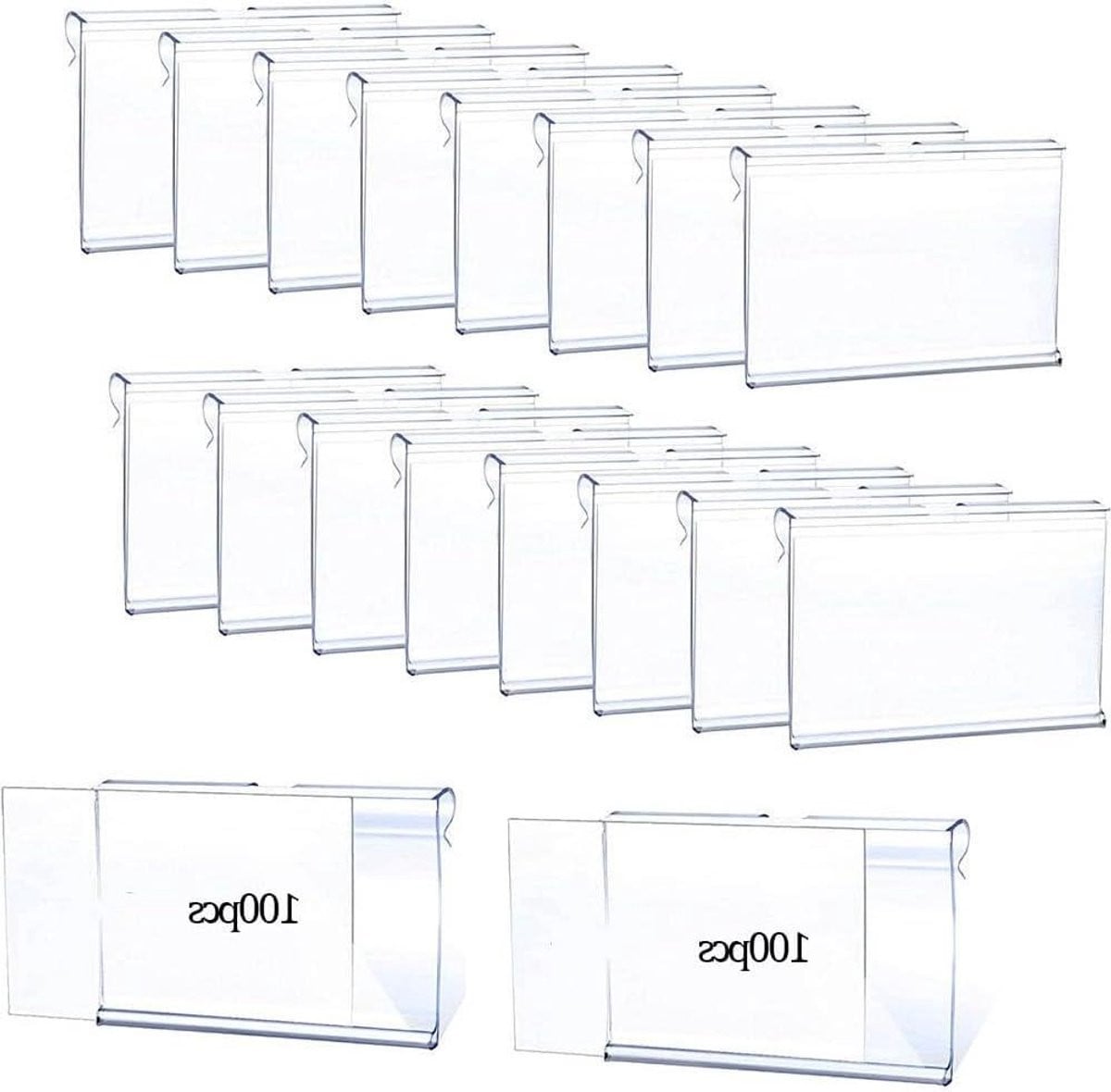 Set van 100 transparante PVC labelhouders voor winkelpresentatie