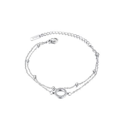 Armband FIRETTI "Schmuck Geschenk Armschmuck Armkette Ankerkette Circle", silber (edelstahlfarben, weiß, weiß), Armbänder, Damen, 23cm, Edelstahl, Armband, mit Zirkonia (synth.)