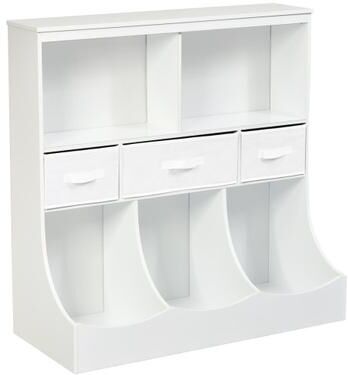 Costway Freestanding Combo Cubby Bin Storage Organizer Unit W/3 Baskets-White