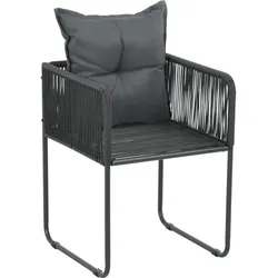 vidaXL Gartenstühle 2 Stk. mit Polstern Poly Rattan Schwarz