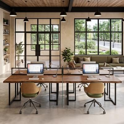OEM "63"" Home Office Desk, Solid Wood Writing Desk with Edge, Heavy Duty Industrial Desk, Large Computer Workstation"