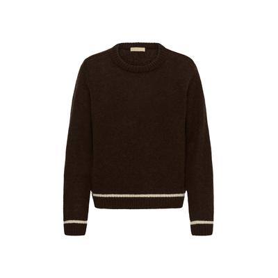 Strickpullover CULTURE "Damen Strickpullover CUnova", Damen, Gr. M, braun (coffee bean melange), Obermaterial: 100% Wolle WO., Pullover Strickpullover