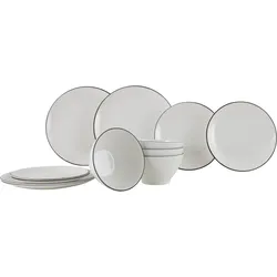 Gimex Linea Line Geschirr Set 12 teilig schwarz weiß