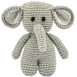 miniHeld Handgestrickter Elefant gehäkelt aus Baumwolle Spielzeug 15 cm