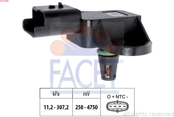 Facet Sensor, Abgasdruck Ladedruck Made In Italy - Oe Equivalent 10.3220 Für Mini
