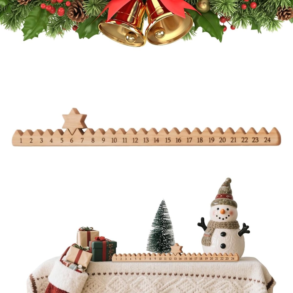 Houten Kerstaftelkalender voor Kerstversiering in Huis