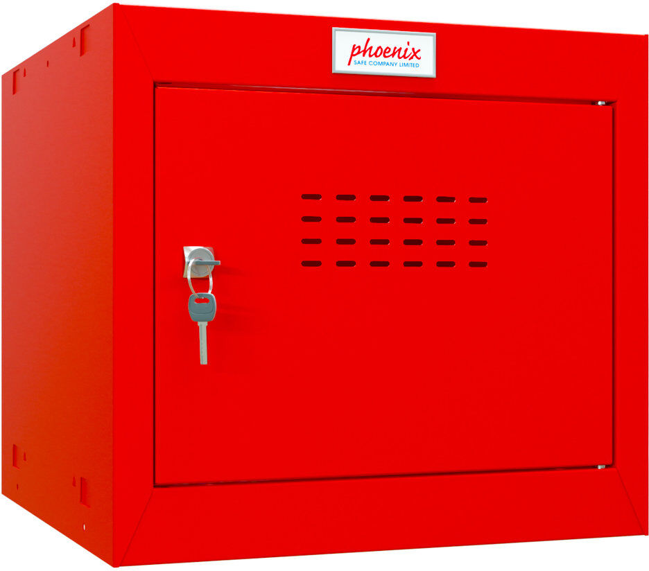 Phoenix 1 - Tier 40 cm Commercial Locker and Employee Locker with Key Red 36.5cm H X 40cm W X 40cm D