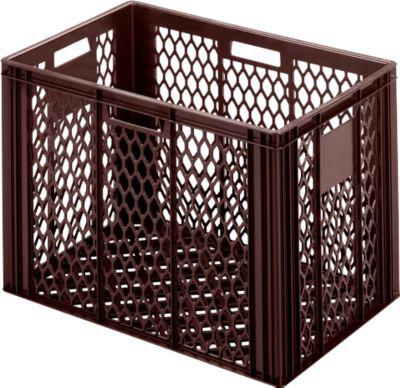 Euro Box Bäcker- und Cateringkasten (Gläserkasten), lebensmittelecht, Inhalt 75 L, durchbrochene Version, braun