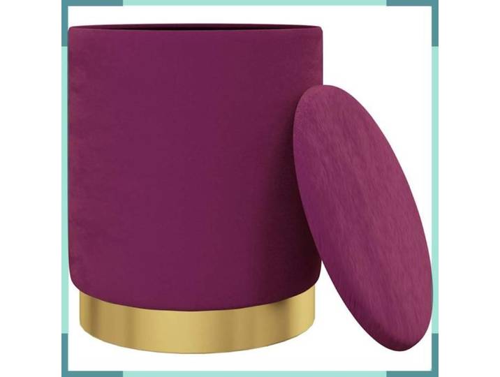 Tabouret de rangement - 340288 - Violet - Velours - Rond 31 x 37 cm