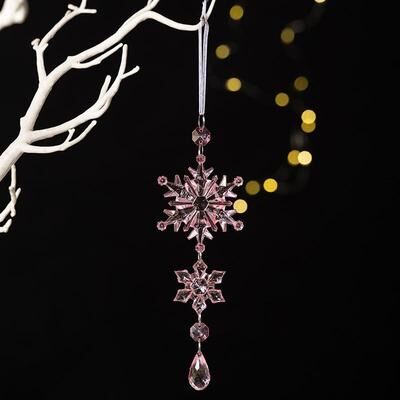 Snug & Styled Double Layer Acrylic Snowflake Ice Cream Christmas Tree Hanging Ornament pink
