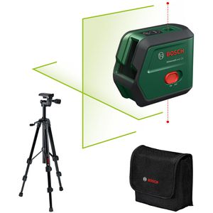 Bosch Kreuzlinienlaser 0603663G01 AdvancedLevel 2G, grüne Laser, selbstnivellierend, mit Tasche, Akku und Stativ