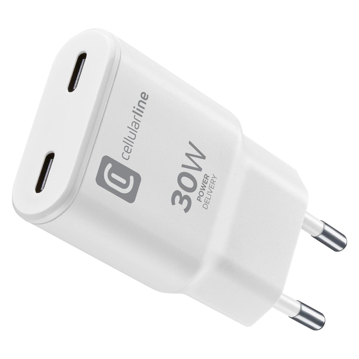 Cellularline Duo GaN Reiselader (30 W, 2 Ports) (ACHUSBC2GANSL30WW)