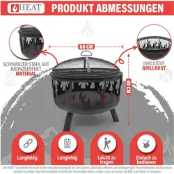 Heat Outdoor Living, Feuerschale, Feuerkorb für den Garten (60 cm)