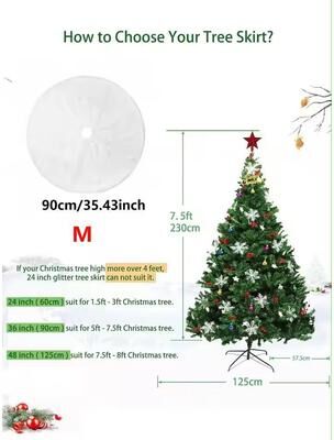 Inspired Living White Plush Christmas Tree Skirt, Soft Fluffy Tree Base Cover For Cozy Holiday Decor 35.43inch