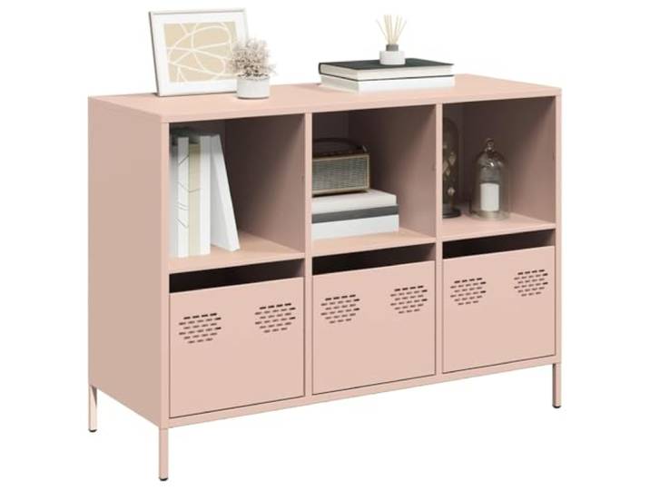 RJPLMFV Anrichte, hoch, Rosa, 101,5 x 39 x 73,5 cm, kaltgewalzter Stahl Aufbewahrungsschrank mit Schubladen, Metallbeinen, stabil, für Wohnzimmer und Schlafzimmer