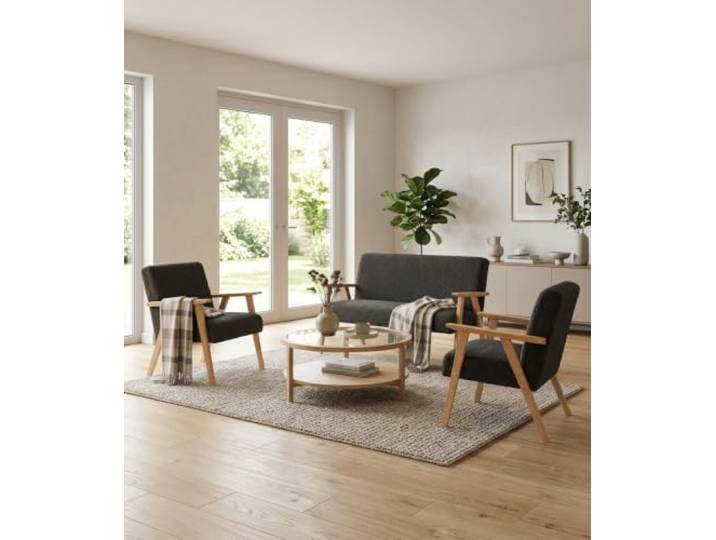 Family Meble Sitzgruppe Soler Angel – Zweisitzer-Sofa und 2 Sessel im Retro-Stil – Variante Angel 17