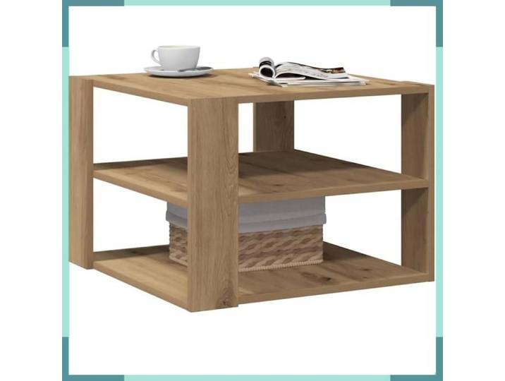 Table basse - 856497 - chêne artisanal - 58x58x40 cm - bois d'ingénierie