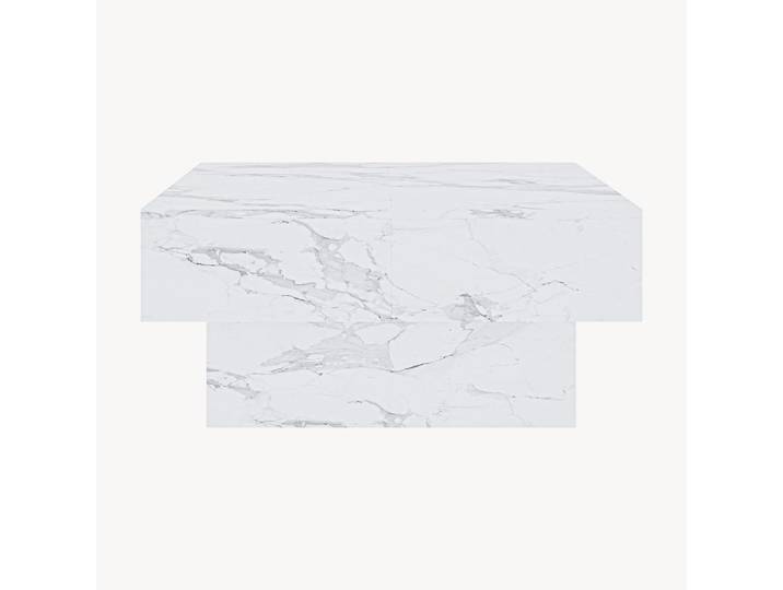 [en.casa] Couchtisch Lens 80/60/36 cm, Ecru, Holzwerkstoff, Marmor Optik, Rechteckig,Rechteckig, 80x36x60 cm, Wohnzimmer, Wohnzimmertische, Couchtische