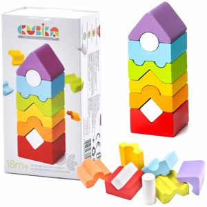 CUBIKA Motorikspielzeug 15009, Stapelturm, Stapelspiel aus Holz, ab 18 Monate