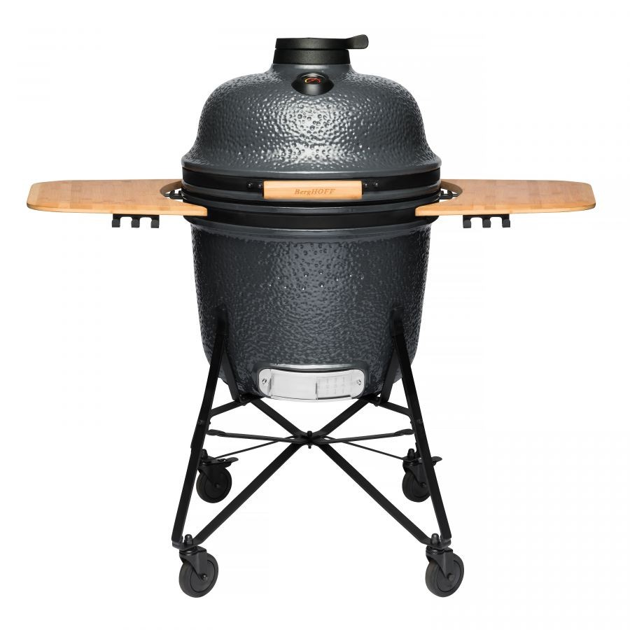 BergHOFF 2415700, Grill, Charcoal + Firewood, Eisenguss, Kessel, Gitter, Grau