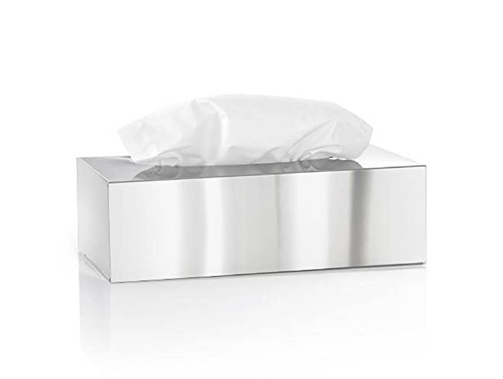blomus -NEXIO- Kleenexbox aus poliertem Edelstahl, Kosmetiktuchbox für alle Papiertücher, Papiertuchspender Ein-Hand-Bedienung, exklusives Badaccessoire (H / B / T: 7,5 x 24 x 12 cm, Edelstahl, 66660)