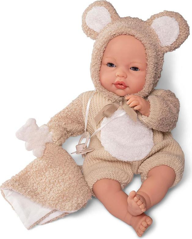 Antonio Juan Bimba huilende baby pop in teddybeer outfit