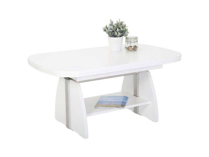 Boxxx Couchtisch, Weiß, Holzoptik, rechteckig, Wange, 67x53-69x108-157 cm, ausziehbar, höhenverstellbar, Wohnzimmer, Wohnzimmertische, Couchtische, Couchtische höhenverstellbar