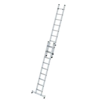 Munk Stufen-Schiebeleiter, 2-teilig, nivello®-Traverse, stabil auf unebenen Flächen, Innen-/Außeneinsatz, 18 Stufen