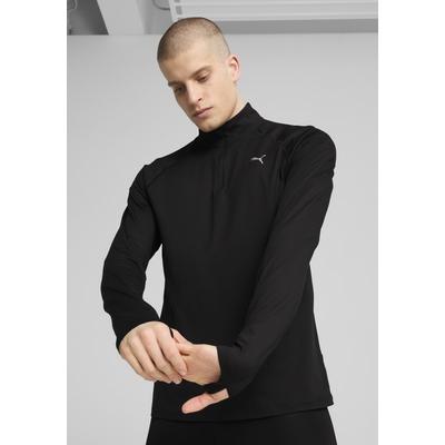 Laufshirt PUMA "M RUN VELOCITY CLOUDSPUN 14 ZIP", Herren, Gr. L, puma schwarz, Jersey, Obermaterial: 94% Polyester, 6% Elasthan, regular fit normal, Shirts Laufshirt, Regular Fit, mit 1/4 Reißverschluss, mit DryCELL-Technologie