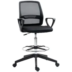 Vinsetto Arbeitsstuhl Ergonomischer Drehstuhl Bürostuhl höhenverstellbar Schwarz