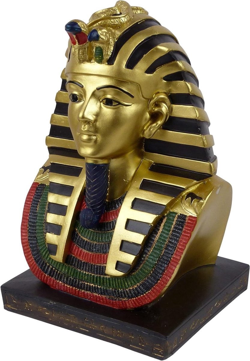 Egyptische Bust Tutankhamen Standbeeld - Gedetailleerd Hars Model voor Huisdecoratie - Goudkleurig