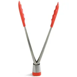 Mastrad Küchenzange Express Edelstahl & Silikon 28cm rot, Kochbesteck, Rot