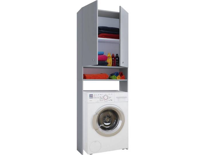 Mid.you Waschmaschinenschrank, Grau, Holzwerkstoff, 64.2x182x27 cm, Waschküche, Waschmaschinenschrank