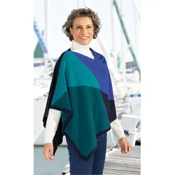 Baumwoll-Mix-Poncho in Muster petrol in Größe 40-46 von DW-Shop, Petrol, 40-46