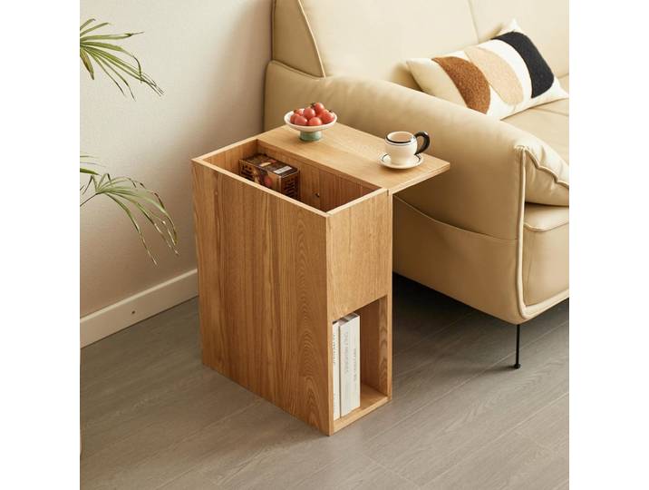 Table d'appoint bout de canape avec rangement en bois