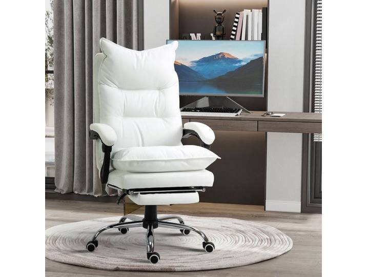 Chaise de bureau inclinable chaise de bureau avec repose-pieds chaise pivotante réglable en hauteur dossier blanche