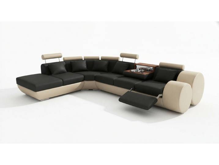 Xlmoebel Ecksofa Individualisierte Ledercouch mit USB-Anschluss und elegantem Design, Ecksofa, Hergestellt in Europa