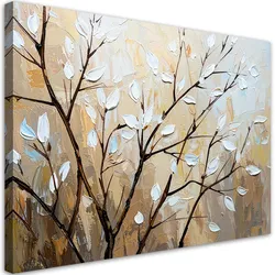 LEINWANDBILD Blätter Zweige in Beige 60x40cm